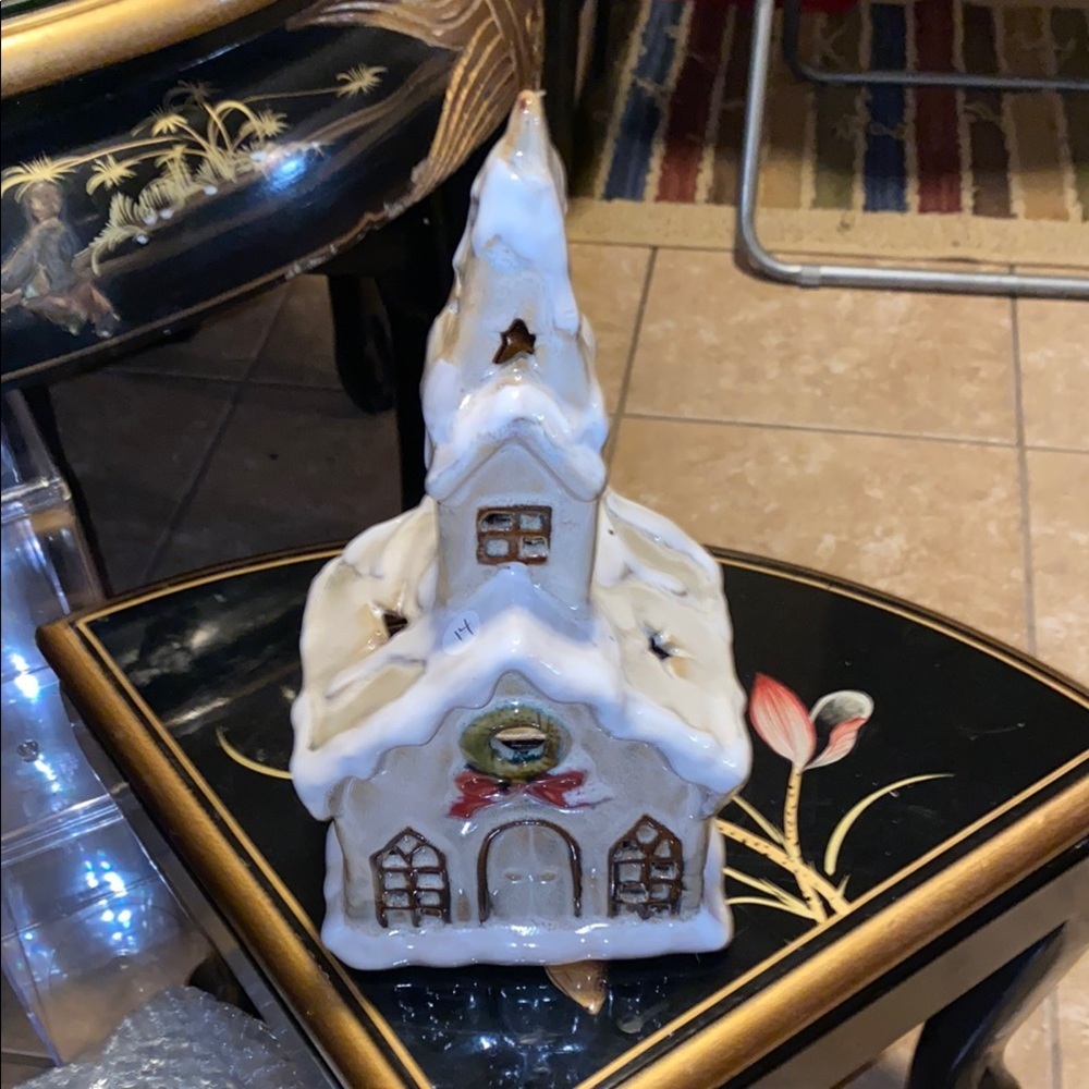BX46 Vintage Candle Burner Holiday Village House with White and Gold - Picture 6 of 8